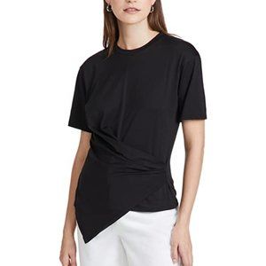 Theory Draped 'Apex' Pima Cotton Short-Sleeve Tee Shirt, Black